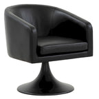Silla con pedestal Tela - Negro / Marrón claro, Cuero vegano, Asiento individual