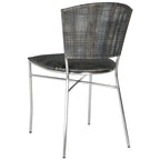 Silla de Comedor de Ratán Tejido Negro y Plateado, Juego de 2
