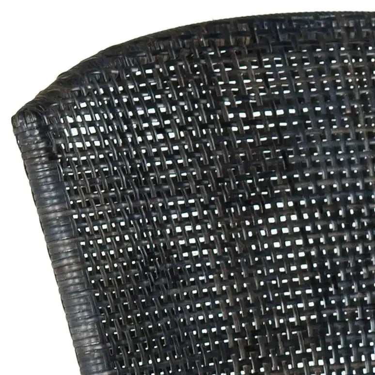 Silla de Comedor de Ratán Tejido Negro y Plateado, Juego de 2