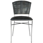 Silla de Comedor de Ratán Tejido Negro y Plateado, Juego de 2