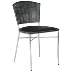 Silla de Comedor de Ratán Tejido Negro y Plateado, Juego de 2