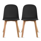 Silla auxiliar de comedor sin brazos, negra/gris/blanca, de plástico y madera, juego de 2