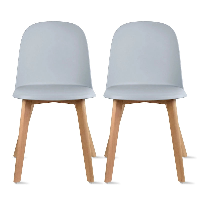 Silla auxiliar de comedor sin brazos, negra/gris/blanca, de plástico y madera, juego de 2