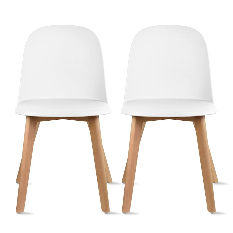 Silla auxiliar de comedor sin brazos, negra/gris/blanca, de plástico y madera, juego de 2