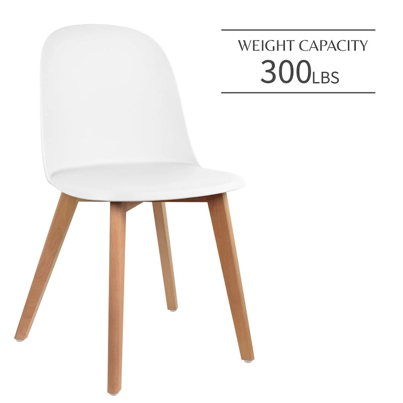 Silla auxiliar de comedor sin brazos, negra/gris/blanca, de plástico y madera, juego de 2