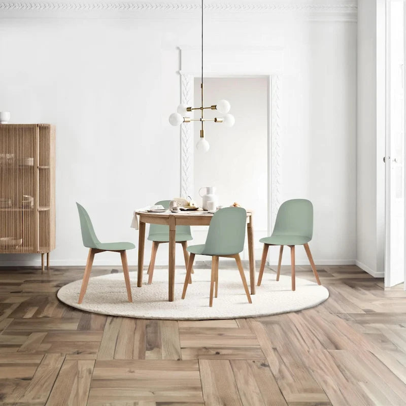 Silla auxiliar de comedor sin brazos, negra/gris/blanca, de plástico y madera, juego de 2