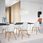 Silla auxiliar de comedor sin brazos, negra/gris/blanca, de plástico y madera, juego de 2