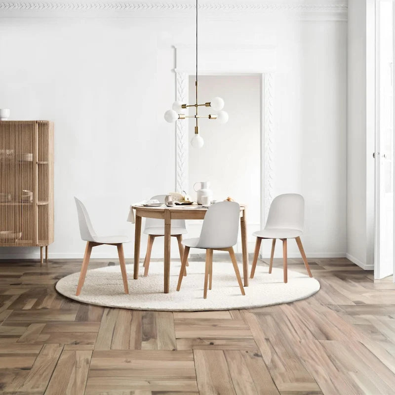 Silla auxiliar de comedor sin brazos, negra/gris/blanca, de plástico y madera, juego de 2