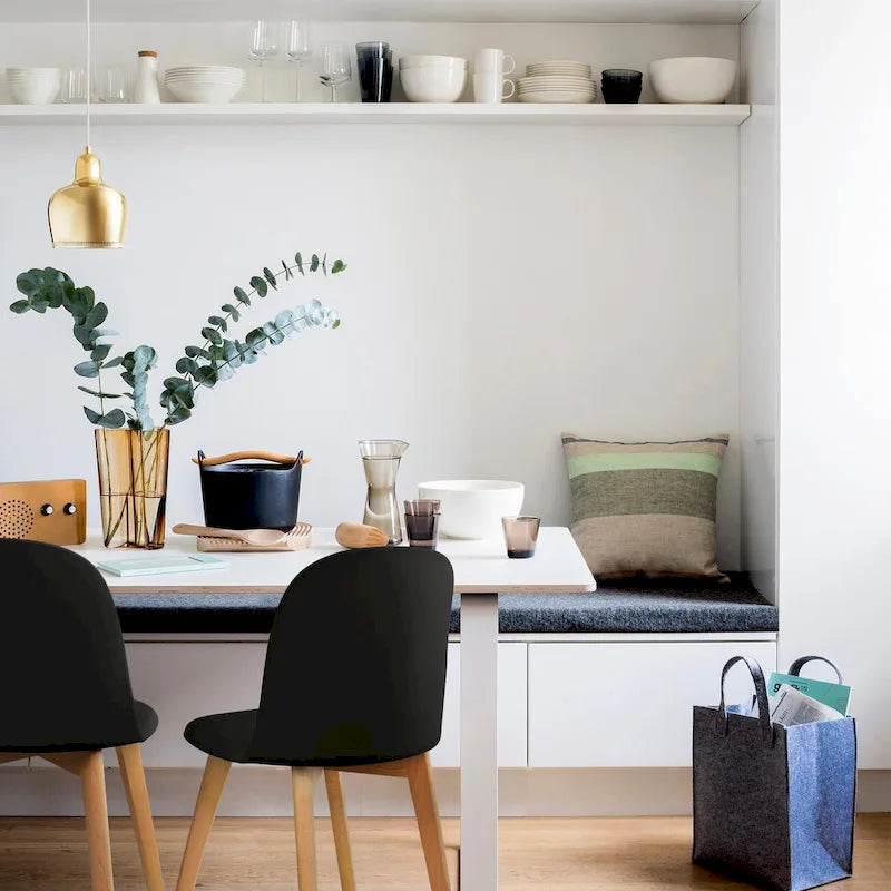 Silla auxiliar de comedor sin brazos, negra/gris/blanca, de plástico y madera, juego de 2