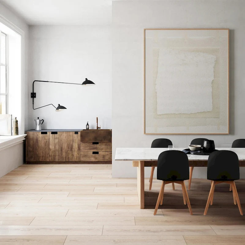 Silla auxiliar de comedor sin brazos, negra/gris/blanca, de plástico y madera, juego de 2