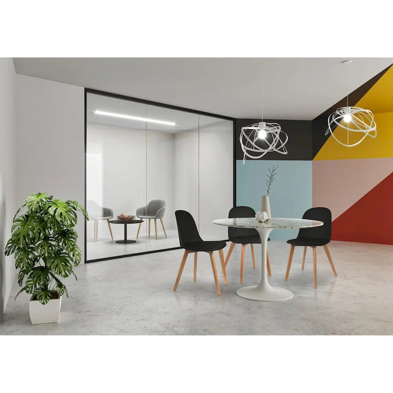 Silla auxiliar de comedor sin brazos, negra/gris/blanca, de plástico y madera, juego de 2