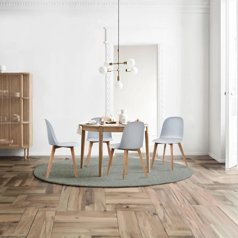 Silla auxiliar de comedor sin brazos, negra/gris/blanca, de plástico y madera, juego de 2