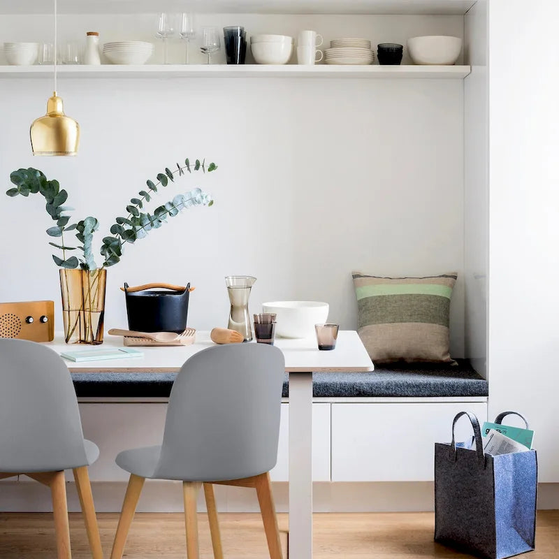 Silla auxiliar de comedor sin brazos, negra/gris/blanca, de plástico y madera, juego de 2