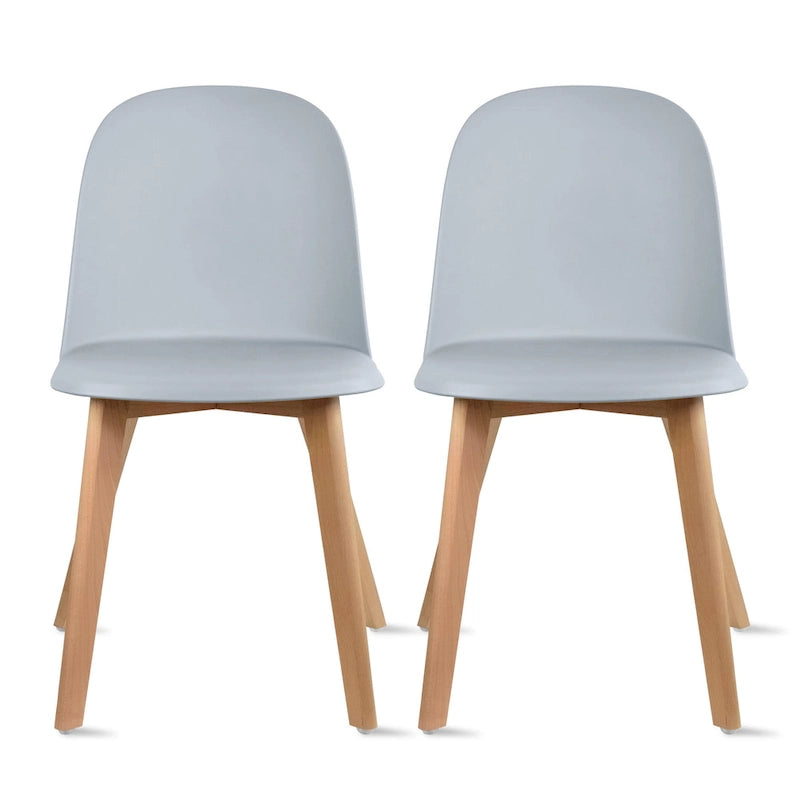 Silla auxiliar de comedor sin brazos, negra/gris/blanca, de plástico y madera, juego de 2