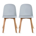 Silla auxiliar de comedor sin brazos, negra/gris/blanca, de plástico y madera, juego de 2