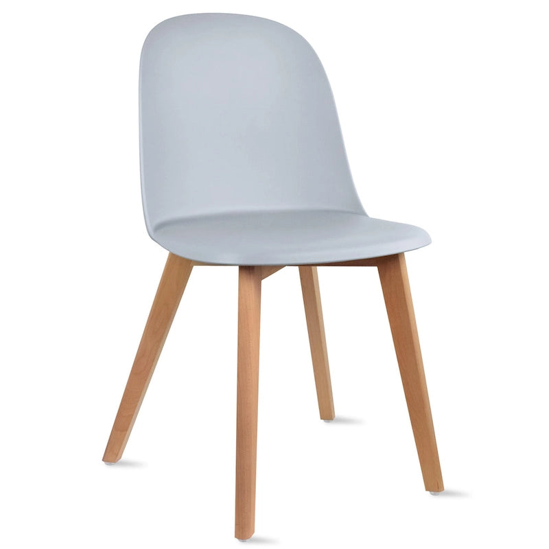 Silla auxiliar de comedor sin brazos, negra/gris/blanca, de plástico y madera, juego de 2