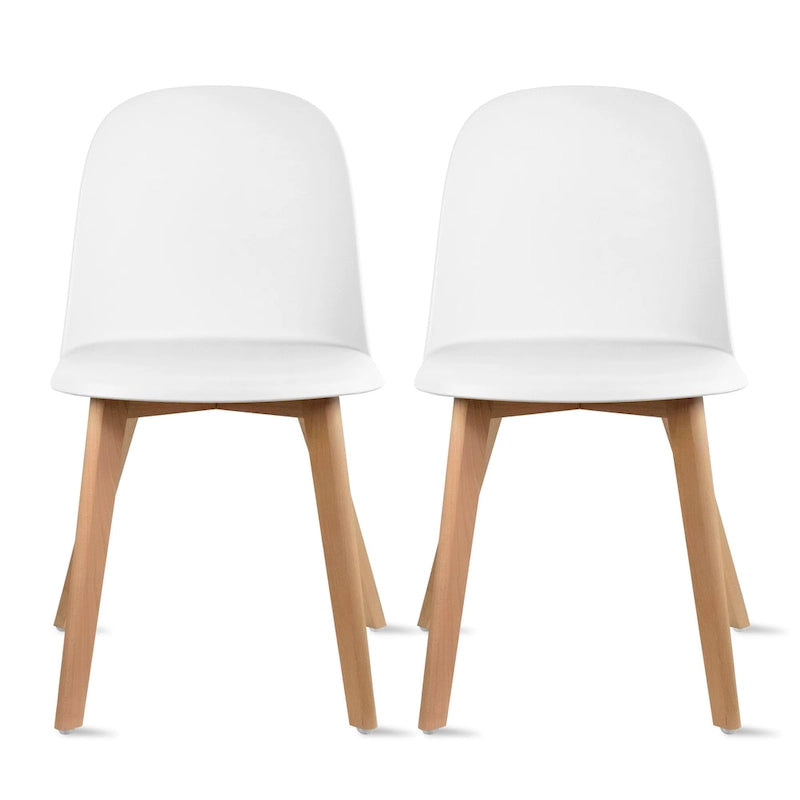 Silla auxiliar de comedor sin brazos, negra/gris/blanca, de plástico y madera, juego de 2