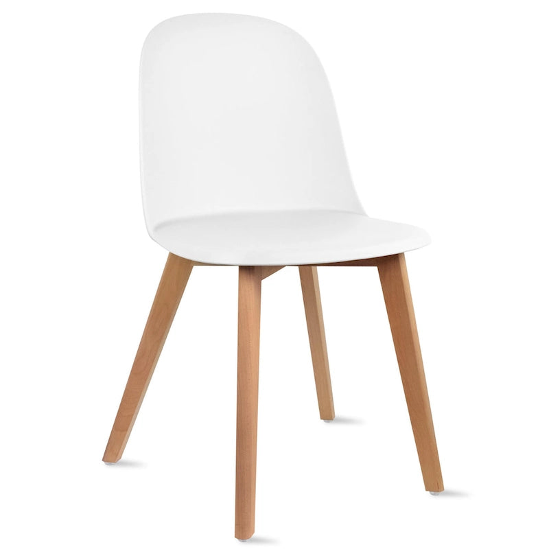 Silla auxiliar de comedor sin brazos, negra/gris/blanca, de plástico y madera, juego de 2