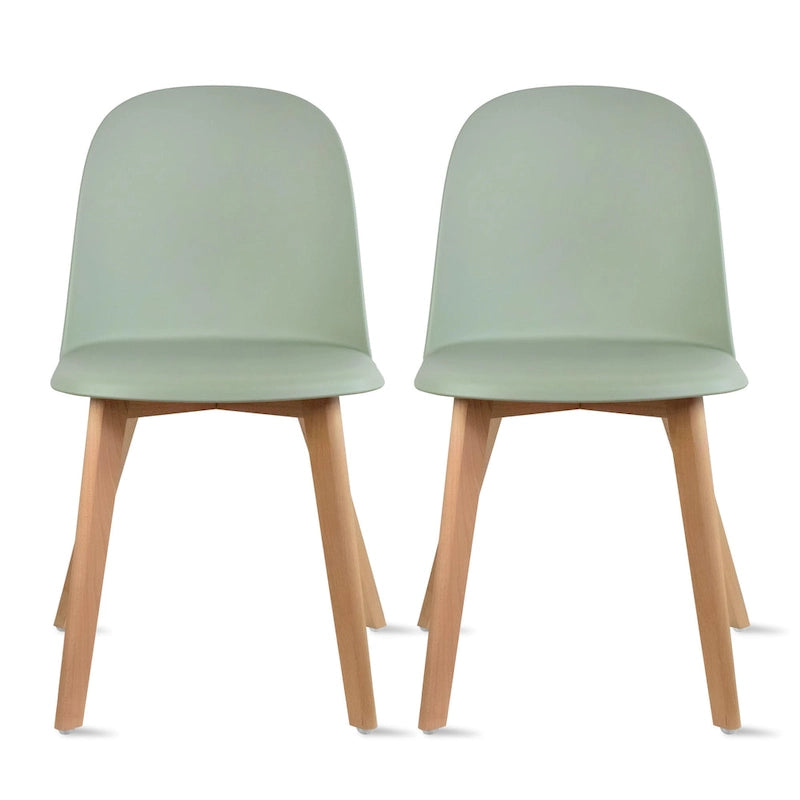 Silla auxiliar de comedor sin brazos, negra/gris/blanca, de plástico y madera, juego de 2