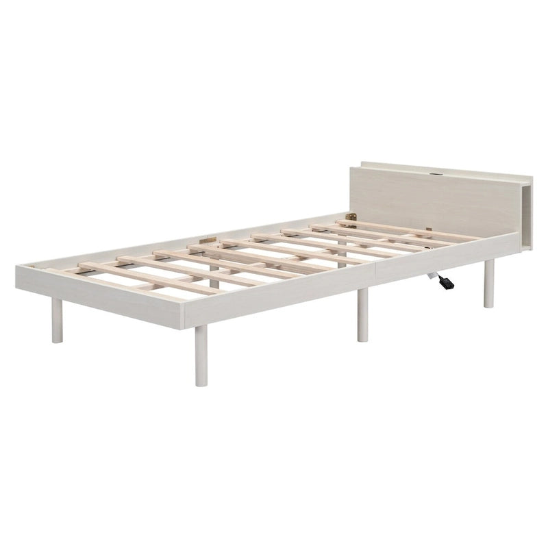 Marco de cama tipo plataforma individual con puertos USB