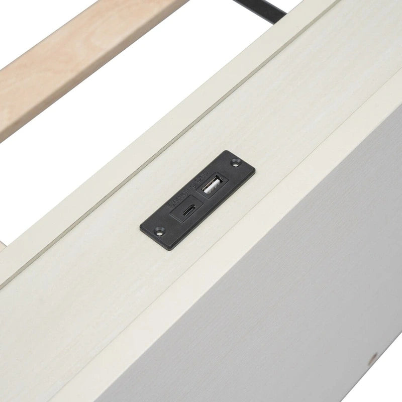 Marco de cama tipo plataforma individual con puertos USB