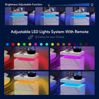 Mesita de Noche con LED Multicolor (Gris/Azul/Negro/Rosa/Blanco) y 2 Cajones – Un Solo Uso