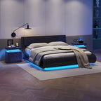 Mesita de Noche con LED Multicolor (Gris/Azul/Negro/Rosa/Blanco) y 2 Cajones – Un Solo Uso