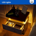 Mesita de Noche con LED Multicolor (Gris/Azul/Negro/Rosa/Blanco) y 2 Cajones – Un Solo Uso