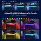 Mesita de Noche con LED Multicolor (Gris/Azul/Negro/Rosa/Blanco) y 2 Cajones – Un Solo Uso