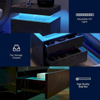 Mesita de Noche con LED Multicolor (Gris/Azul/Negro/Rosa/Blanco) y 2 Cajones – Un Solo Uso
