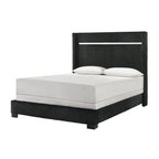 Juego de dormitorio Pedro de 3 piezas con panel tapizado en terciopelo negro