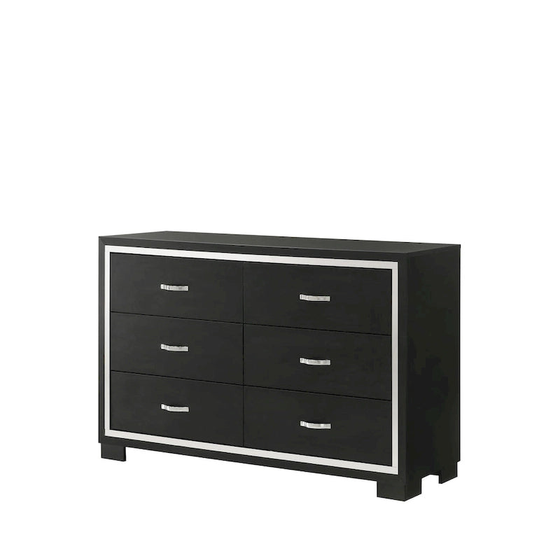 Juego de dormitorio Pedro de 3 piezas con panel tapizado en terciopelo negro