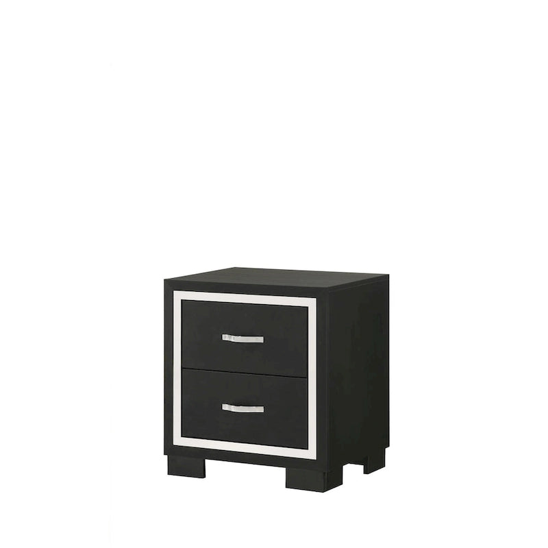 Juego de dormitorio Pedro de 3 piezas con panel tapizado en terciopelo negro