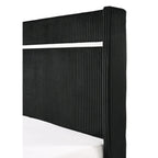 Juego de dormitorio Pedro de 3 piezas con panel tapizado en terciopelo negro