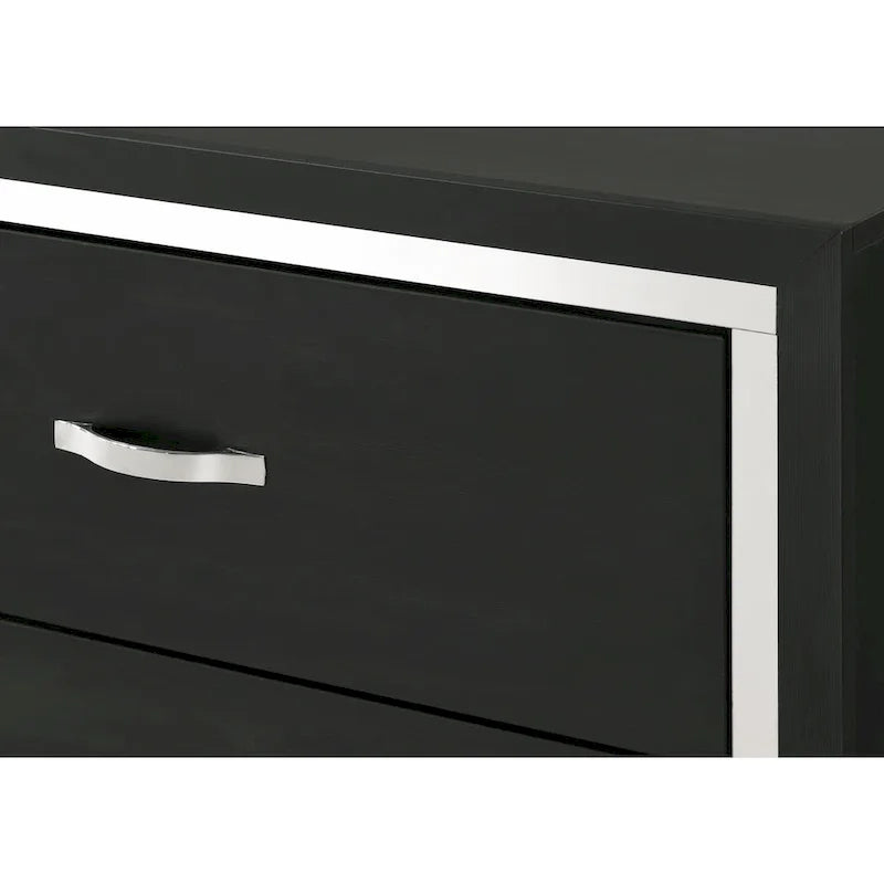 Juego de dormitorio Pedro de 3 piezas con panel tapizado en terciopelo negro