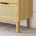 Cómoda de mimbre de 3 cajones, madera natural/negro, 1 persona