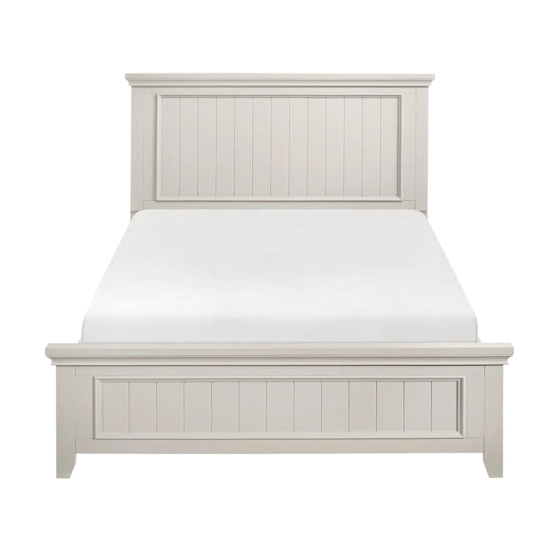 Juego de dormitorio de 3 piezas con acabado blanco clásico: cama y dos mesitas de noche