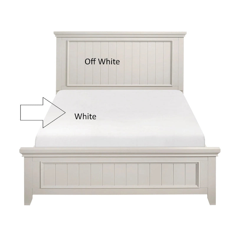 Juego de dormitorio de 3 piezas con acabado blanco clásico: cama y dos mesitas de noche