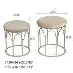 Adeco FT0254 Taburete redondo apilable, patas de acero, 43 cm de altura, juego de 2 otomanas y otomanas de almacenamiento gris claro