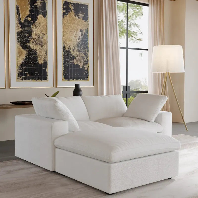 Sofá seccional modular en forma de L negro / caqui / gris / blanco con otomana de almacenamiento, 2 plazas