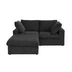 Sofá seccional modular en forma de L negro / caqui / gris / blanco con otomana de almacenamiento, 2 plazas