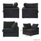 Sofá seccional modular en forma de L negro / caqui / gris / blanco con otomana de almacenamiento, 2 plazas