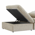 Sofá seccional modular en forma de L negro / caqui / gris / blanco con otomana de almacenamiento, 2 plazas
