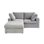Sofá seccional modular en forma de L negro / caqui / gris / blanco con otomana de almacenamiento, 2 plazas