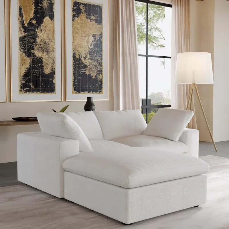 Sofá seccional modular en forma de L negro / caqui / gris / blanco con otomana de almacenamiento, 2 plazas