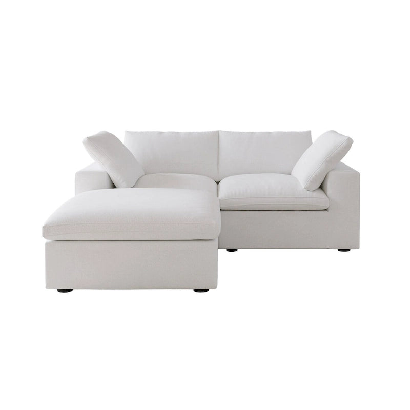 Sofá seccional modular en forma de L negro / caqui / gris / blanco con otomana de almacenamiento, 2 plazas
