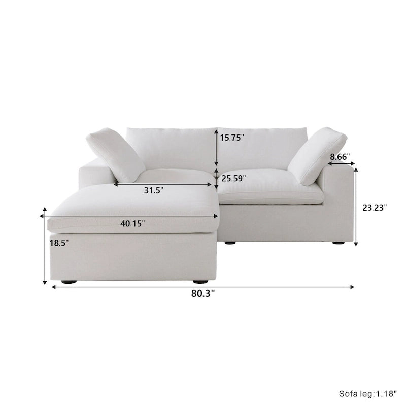 Sofá seccional modular en forma de L negro / caqui / gris / blanco con otomana de almacenamiento, 2 plazas