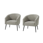 Sillón con base de metal, chenilla, juego de 2 – Gris / Negro / Amarillo / Marfil / Óxido