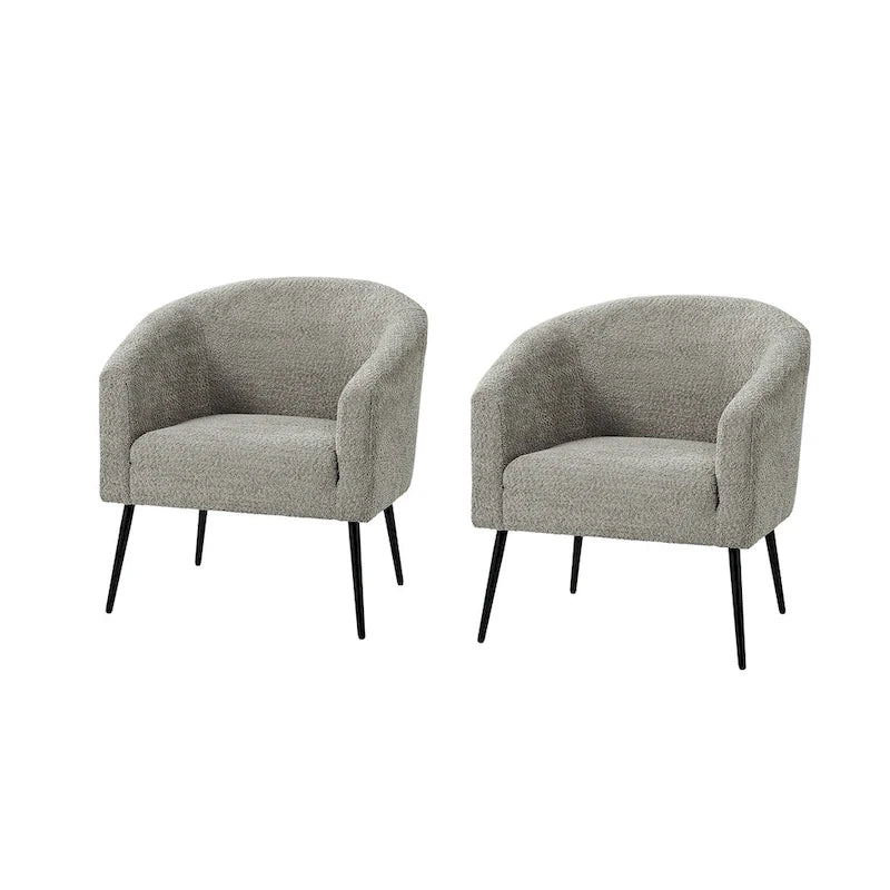 Sillón con base de metal, chenilla, juego de 2 – Gris / Negro / Amarillo / Marfil / Óxido