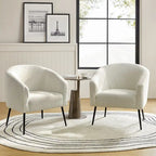 Sillón con base de metal, chenilla, juego de 2 – Gris / Negro / Amarillo / Marfil / Óxido